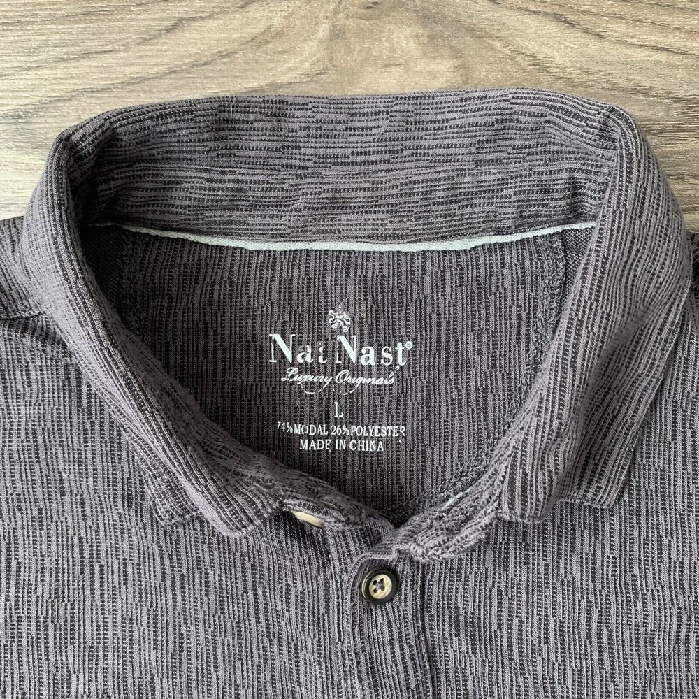 Nat Nast Luxury Originals Men's‎ L Shirt Short Sleeve Gray Black AOP - Picture 3 of 7